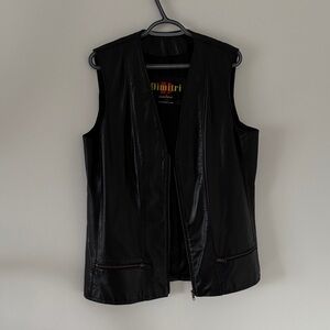 Dimitri Couture Women's Black Leather Vest Size L